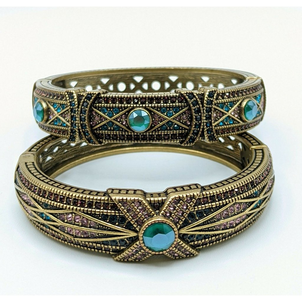 Heidi Daus "Tapered X" Stackable Multicolor Crystal Rhinestone Bangle Bracelets